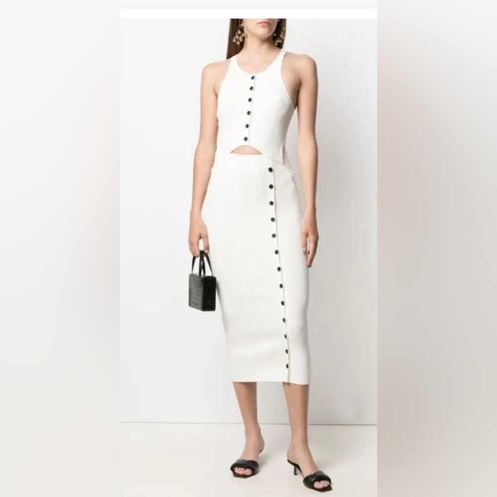 Self Portrait ivory cut out knit dress